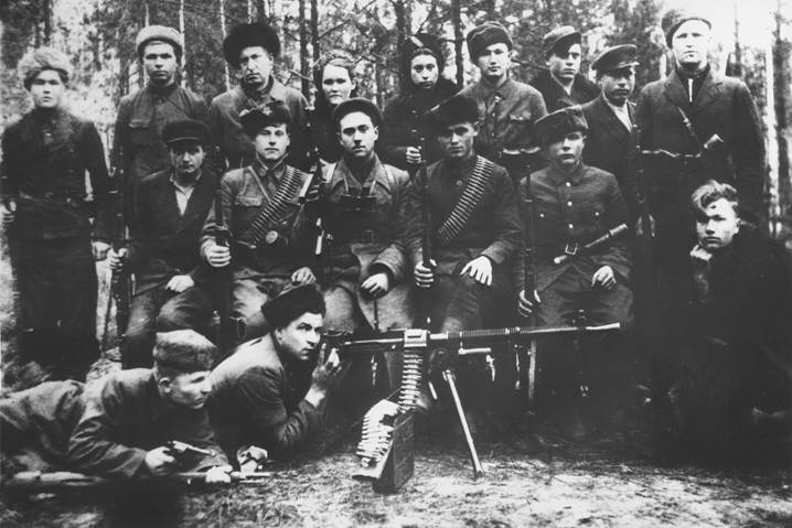 Group portrait of Soviet partisans who are members of the third ...